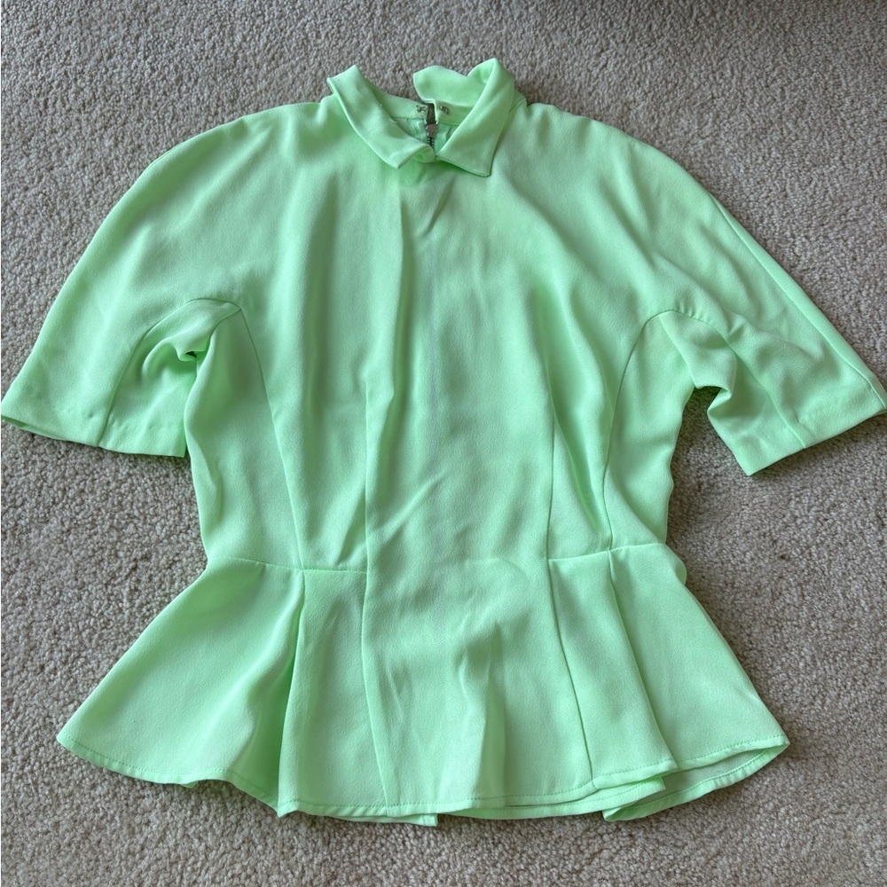 H&M Light Green Peplum Blouse